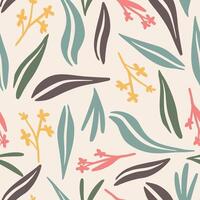 Leaves And Flowers Abstract Hand Drawn Pattern vector