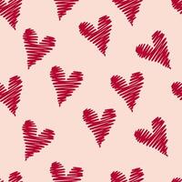 Heart Valentine's Day Sketch Strokes Seamless Pattern vector