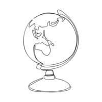 One Continuous Line Earth Globe vector