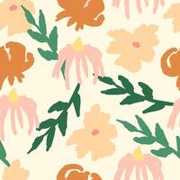 Modern Abstract Floral Sketch Hand Drawn Floral Seamless Pattern vector