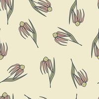 Retro Floral Sketch Hand Drawn Flower Seamless Pattern vector