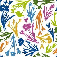 Sketch Hand Drawn Doodle Simple Abstract Floral Seamless Pattern vector