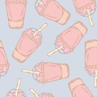 Pastel Hand Drawn Retro Vintage Smoothie Seamless Pattern vector