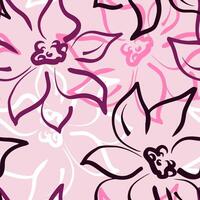 Modern Abstract Floral Sketch Hand Drawn Floral Seamless Pattern vector