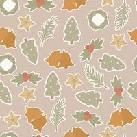 Boho Christmas Stickers Seamless Pattern vector