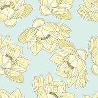 Pastel Flowers, Floral Hand Drawn Sketch Seamless Pattern vector