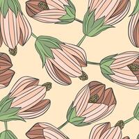 Pastel Soft Floral Hand Drawn Sketch Seamless Pattern vector