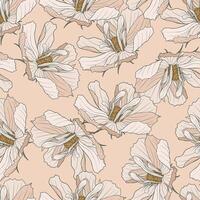 Retro Boho Flowers, Floral Seamless Pattern Background vector