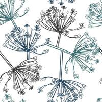 Vintage Floral Sketch Hand Drawn Flower Seamless pattern vector