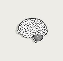 Brain sketch, thought intellect symbol. Mental health awareness, cognitive functions, intelligence assessments icon for educational and psychology. Hand-drawn style vector illustration