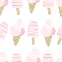 summer seamless pattern with cartoon ice cream. colorful vector for kids, hand drawing flat style.