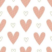 Seamless pattern with cartoon hearts. Colorful vector flat style. hand drawing. valentines day. Romantic design for print, wrapper, fabric.