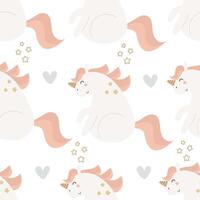 seamless pattern with cartoon unicorns. Magic. Colorful vector flat style for kids. Animals. hand drawing. baby design for fabric, print, wrapper