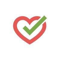 Love Check Mark, Check List Icon Vector Template