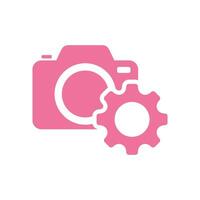 Camera and Gear Icon Vector Template Illustration Design