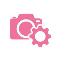 Camera and Gear Icon Vector Template Illustration Design