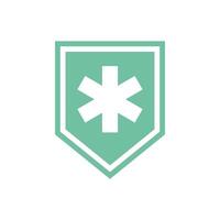 Simple Cross Healthcare Shield Icon Logo Template vector