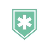 Simple Cross Healthcare Shield Icon Logo Template vector