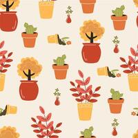 Seamless pattern with house plants vector