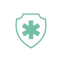 Simple Cross Healthcare Shield Icon Logo Template vector