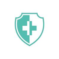 Simple Cross Healthcare Shield Icon Logo Template vector