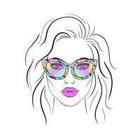 Young woman in sunglasses vector