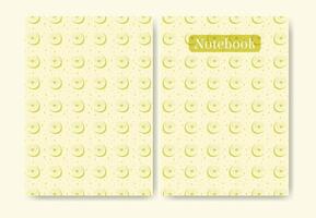 Notebook yellow colored cover. Diary with mystic elements pattern. Cover page esoteric illustration vector