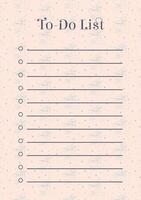 To do list study planner. Worksheet template with witchcraft pattern, Halloween. vector