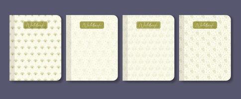 Notebook cover collection in beige colors. Diary design aesthetic esoteric artwork illustration vector