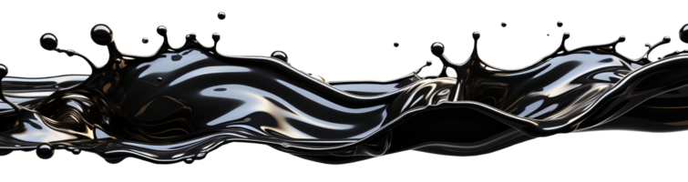 AI generated A horizontal splash of black oil. Isolated on a transparent background png
