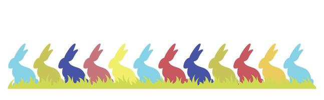 Happy Easter eggs banner. Colorful easter horizontal background with lawn on grass. vector