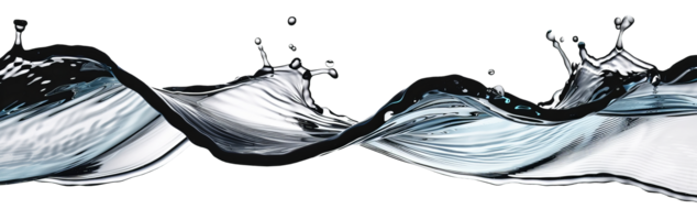 AI generated A horizontal splash of water. Isolated on a transparent background png