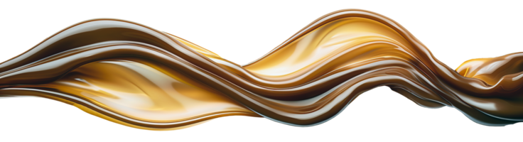 AI generated Horizontal undulating flow of liquid milk chocolate. Isolated on a transparent background png