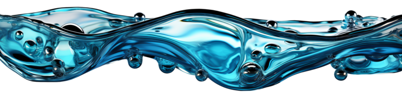 AI generated A horizontal undulating stream of water with large drops. Isolated on a transparent background png