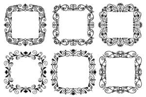 Decorative vintage abstract frames and borders set, vector ornamental designs collection. Calligraphy, elegant and luxury linear frames and borders, copy space for your images and text.
