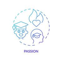 2D gradient passion icon, creative isolated vector, thin line illustration representing extracurricular activities. vector