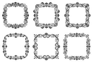 Decorative vintage abstract frames and borders set, vector ornamental designs collection. Calligraphy, elegant and luxury linear frames and borders, copy space for your images and text.