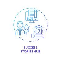 2D gradient success stories hub icon, creative isolated vector, thin line illustration representing extracurricular activities. vector