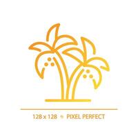 Date Palms in UAE gradient linear vector icon. Desert tree of life. Dubai harvesting. Paradise tropical. Food security. Thin line color symbol. Modern style pictogram. Vector isolated outline drawing