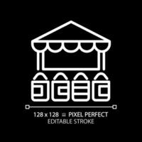Traditional spices and herbs arabic market white linear icon for dark theme. Open space souk. Famous culture architecture. Thin line illustration. Isolated symbol for night mode. Editable stroke vector