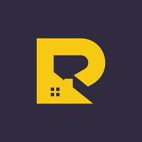 Letter R design element vector icon idea with creative house concept