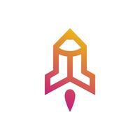 Rocket pencil design element vector icon idea with creative concept