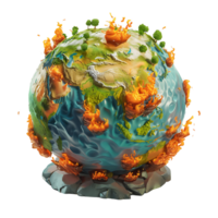 AI generated Global Warming Impact on Earth3D Globe Illustration png