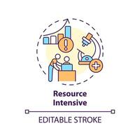 Resource intensive multi color concept icon. Experiential learning. Experimenting and researching. Round shape line illustration. Abstract idea. Graphic design. Easy to use in presentation vector