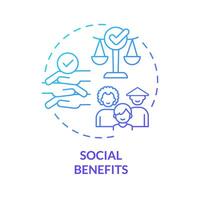 Social benefit blue gradient concept icon. Diverse family. Child adoption. Social justice. Cultural inclusion. Round shape line illustration. Abstract idea. Graphic design. Easy to use vector