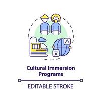 Cultural immersion programs multi color concept icon. Student exchange program. Round shape line illustration. Abstract idea. Graphic design. Easy to use in presentation vector