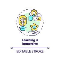 Learning is immersive multi color concept icon. Experiential learning principle. Round shape line illustration. Abstract idea. Graphic design. Easy to use in presentation vector