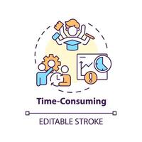 Time-consuming multi color concept icon. Multitasking. Time limits. More time-consuming tasks. Round shape line illustration. Abstract idea. Graphic design. Easy to use in presentation vector