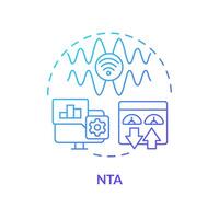 Network traffic analysis blue gradient concept icon. Web protocol, data collecting. Intrusion vulnerability detection. Round shape line illustration. Abstract idea. Graphic design. Easy to use vector