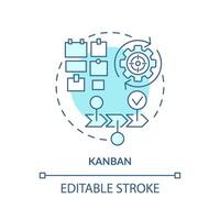 Kanban method soft blue concept icon. Team management. Round shape line illustration. Abstract idea. Graphic design. Easy to use in infographic, promotional material, article, blog post vector